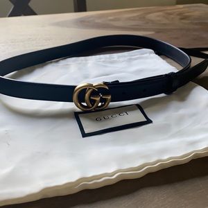 Black Gucci Marmont Leather Logo Belt size 75 (xs)
